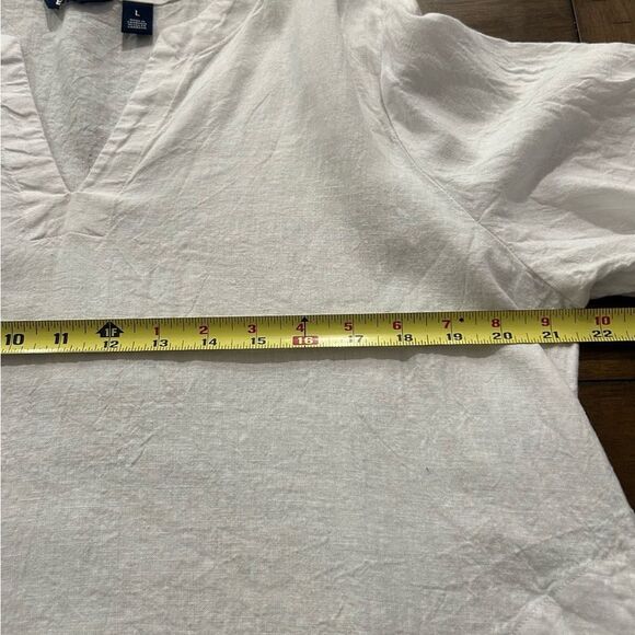Lands’ End White Linen Blend V Neck Tunic Top Size Large - Picture 4 of 8